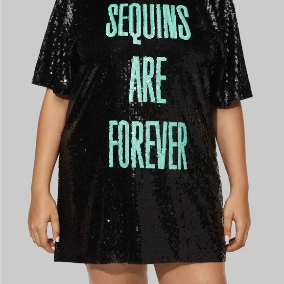 RARE Taylor Swift Sequins Are Forever T-Shirt Dress The Life Of A Showgirl NEW - Picture 4 of 7